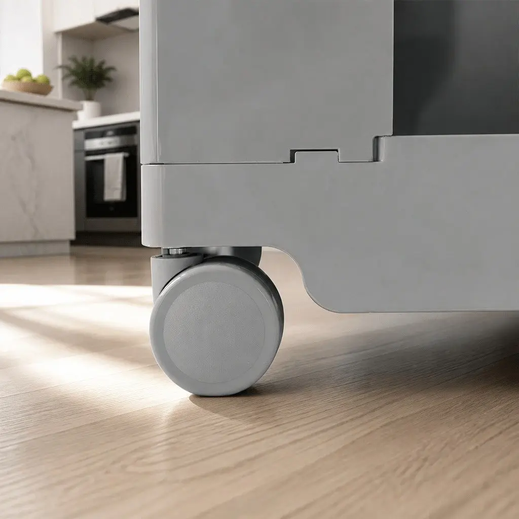 5-Tier Grey Storage Trolley Side Table with Wheels