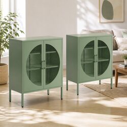 Modern 2-Door Buffet Sideboard Cabinet with Mesh Doors
