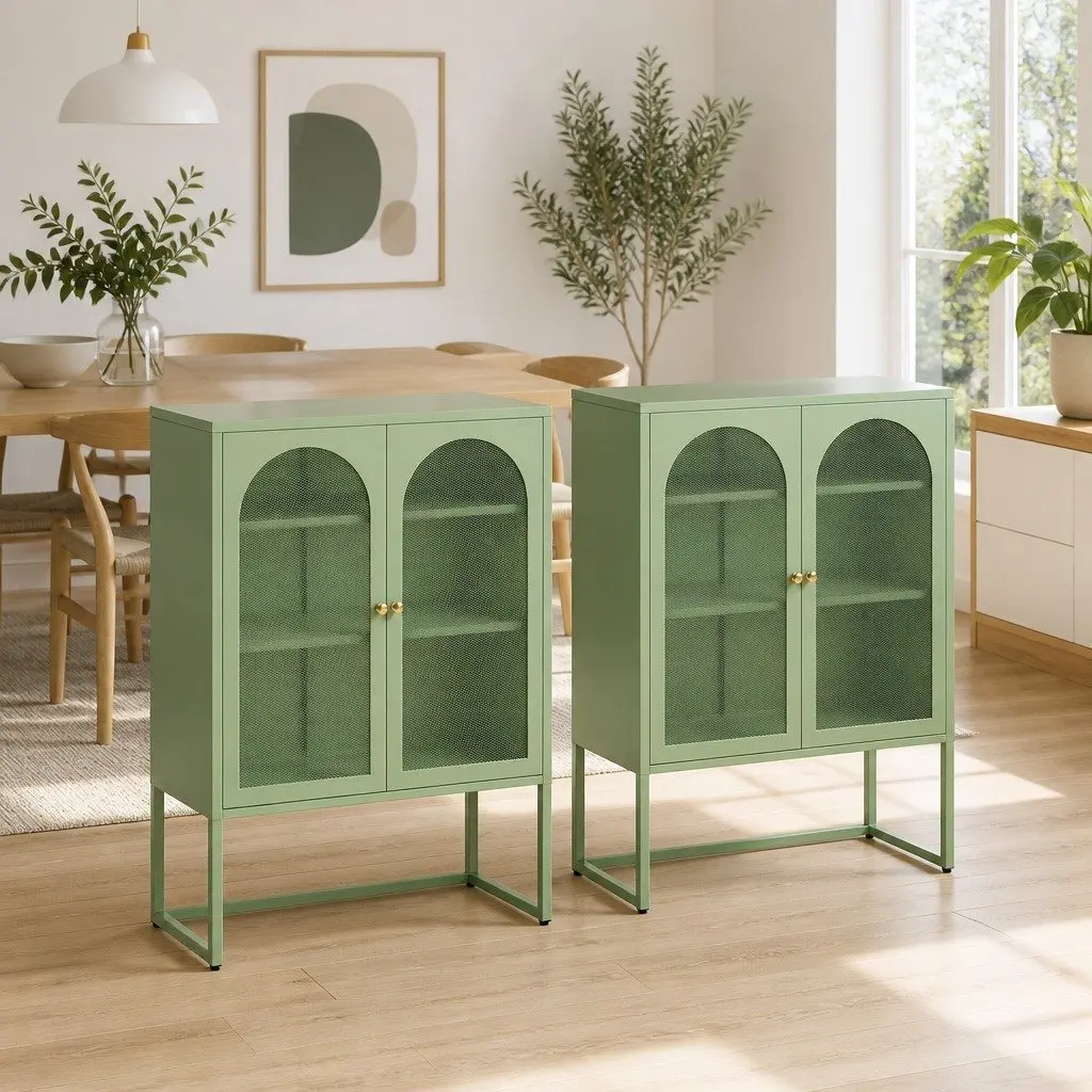 Buffet Sideboard Cabinet Set with Mesh Doors