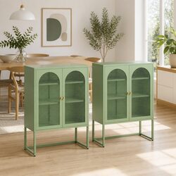 Elegant Buffet Sideboard Cabinet Set with Mesh Doors