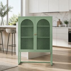 Light Green Mesh Buffet Sideboard Storage Cabinet