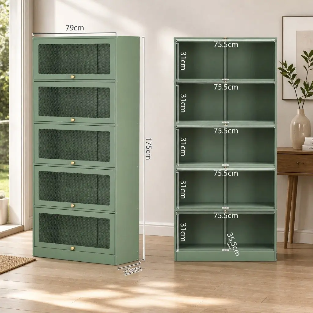 Buffet Sideboard 5-Tier Storage Cabinet Light Green Modern Dining Room Furniture