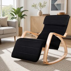 Black Bentwood Rocking Armchair with Adjustable Footrest