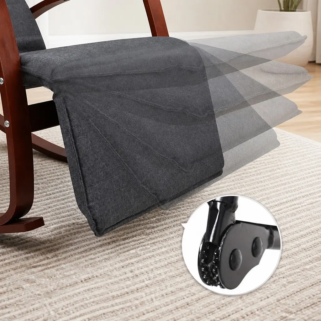 Charcoal Rocking Armchair with Adjustable Footrest