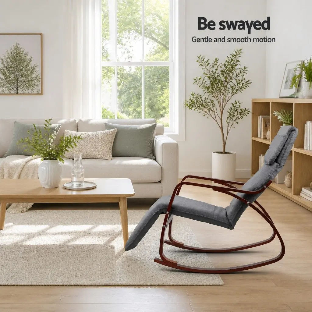 Charcoal Rocking Armchair with Adjustable Footrest