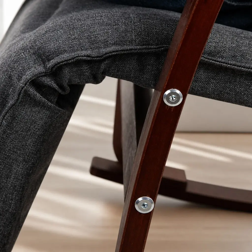 Charcoal Rocking Armchair with Adjustable Footrest