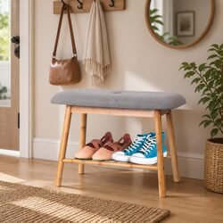 Cozy Shoe Rack Bench with Fabric Seat for Entryway
