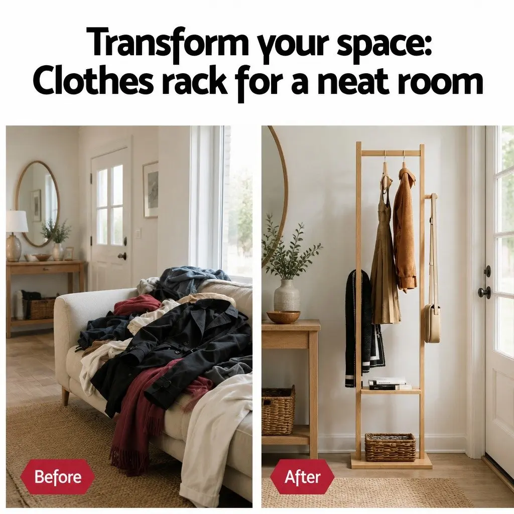 Clothes Rack Airer Coat Stand with Hanging Rail Storage Shelf Side Hook Bamboo