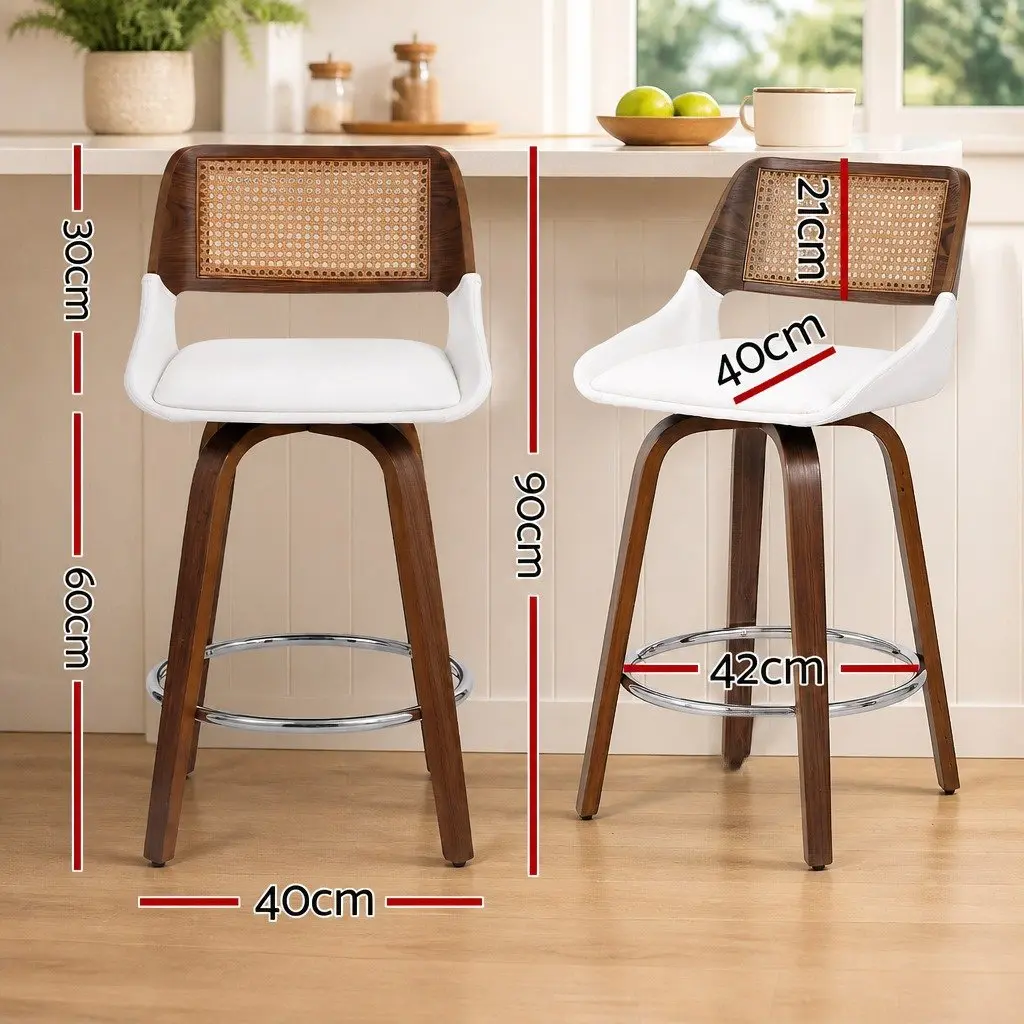 Swivel Bar Stool with White Walnut Finish 60cm Height