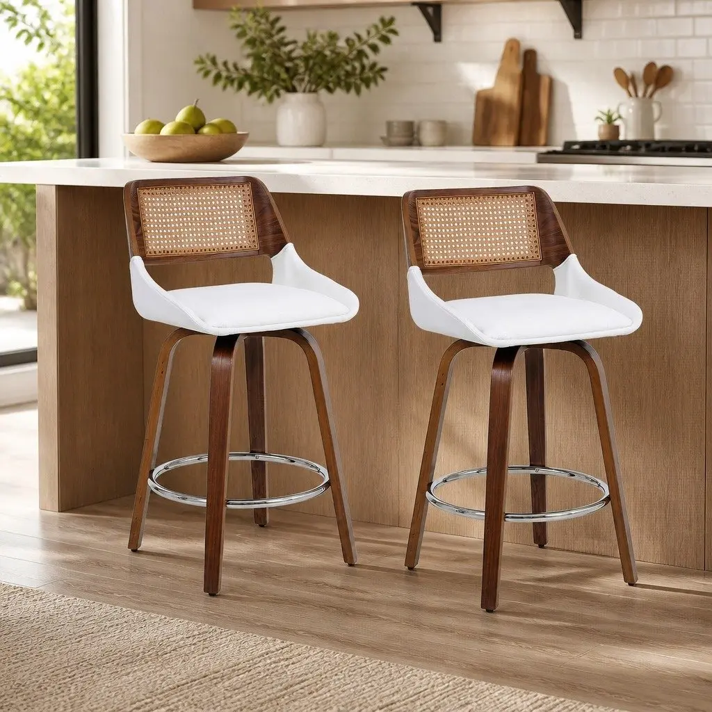 Set of 2 Swivel Bar Stools for Kitchen Counters