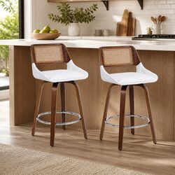 Set of 2 Swivel Bar Stools for Kitchen Counters