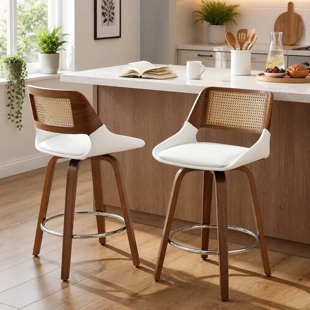 Set of 2 Swivel Bar Stools for Kitchen Counters