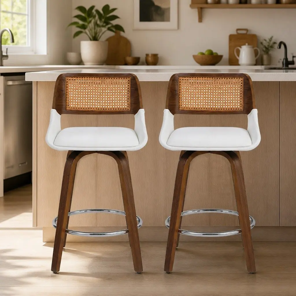 Set of 2 Swivel Bar Stools for Kitchen Counters