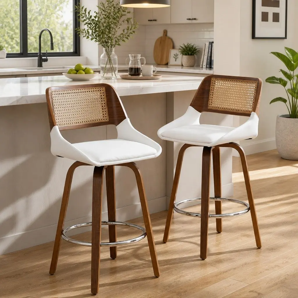 Set of 2 Swivel Bar Stools for Kitchen Counters