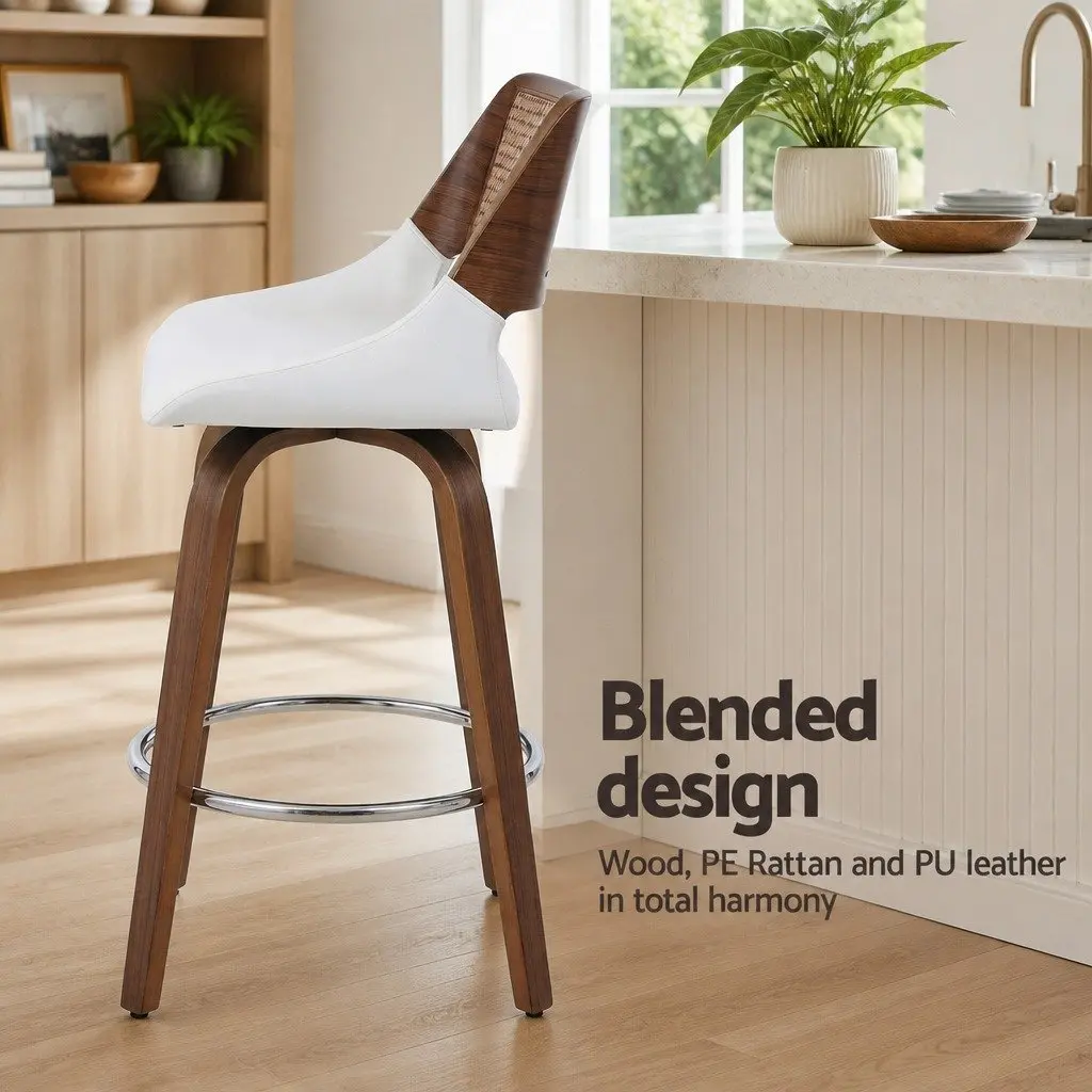 Set of 2 Swivel Bar Stools for Kitchen Counters