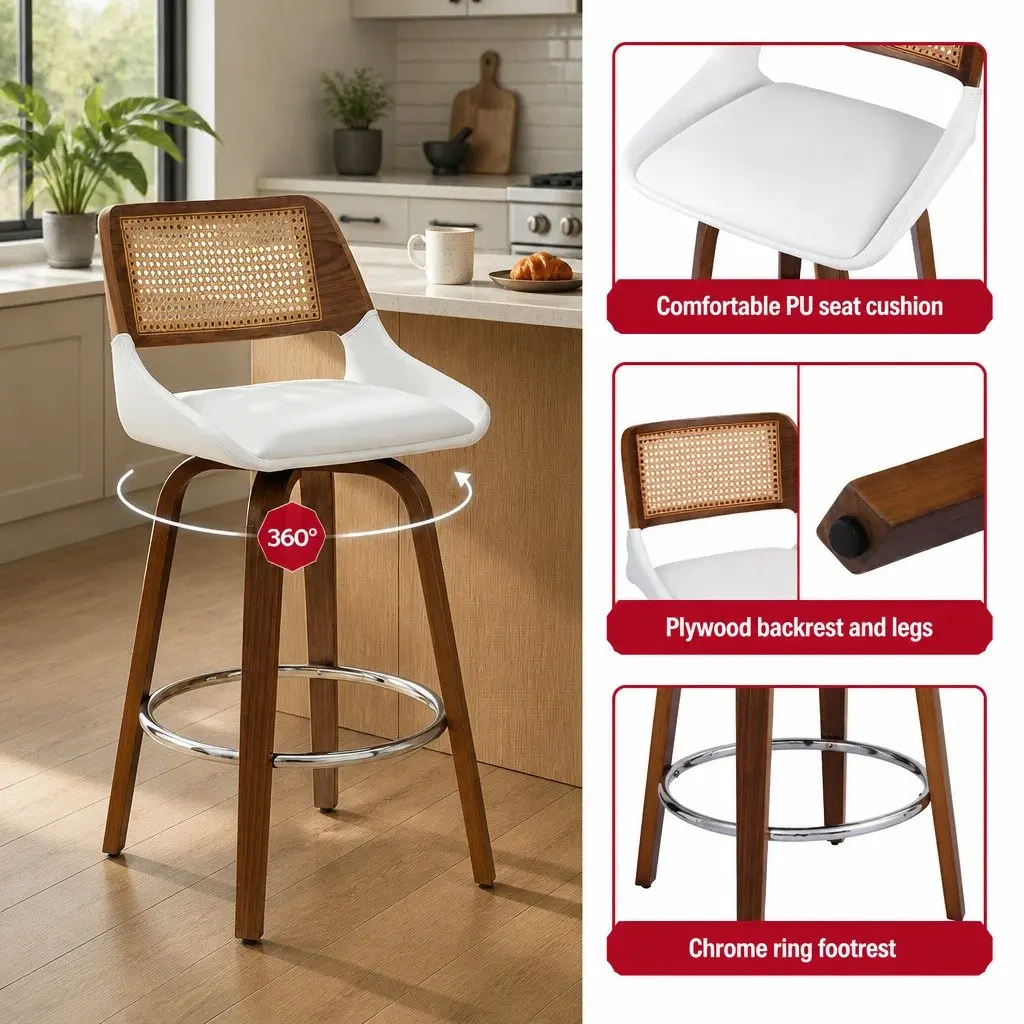 Set of 2 Swivel Bar Stools for Kitchen Counters