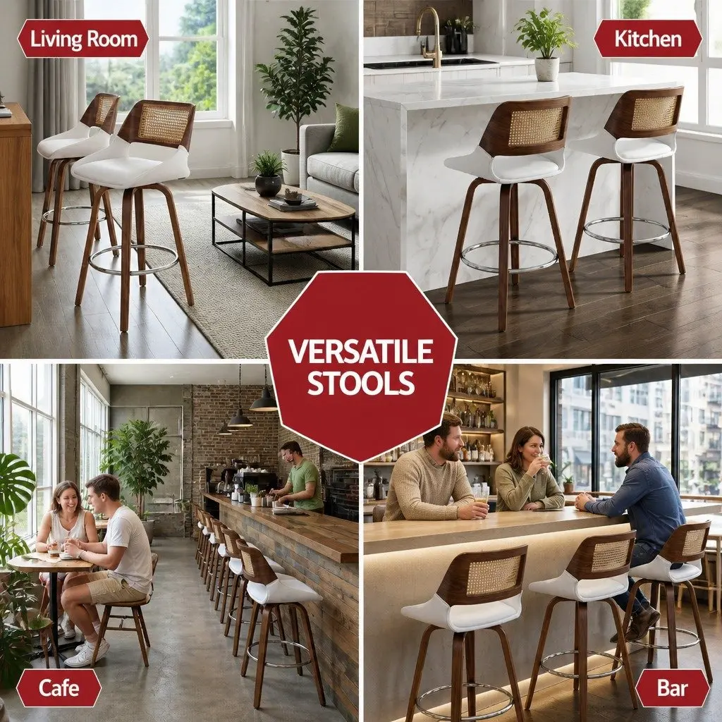 Set of 2 Swivel Bar Stools for Kitchen Counters