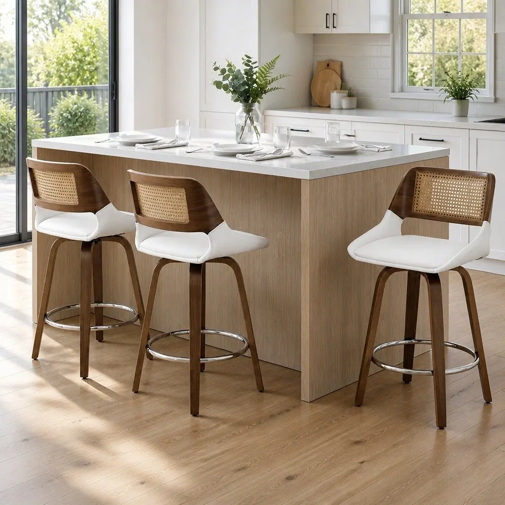 Set of 3 Swivel Bar Stools for Kitchen Counter