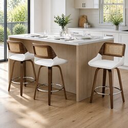Set of 3 Swivel Bar Stools for Kitchen Counter