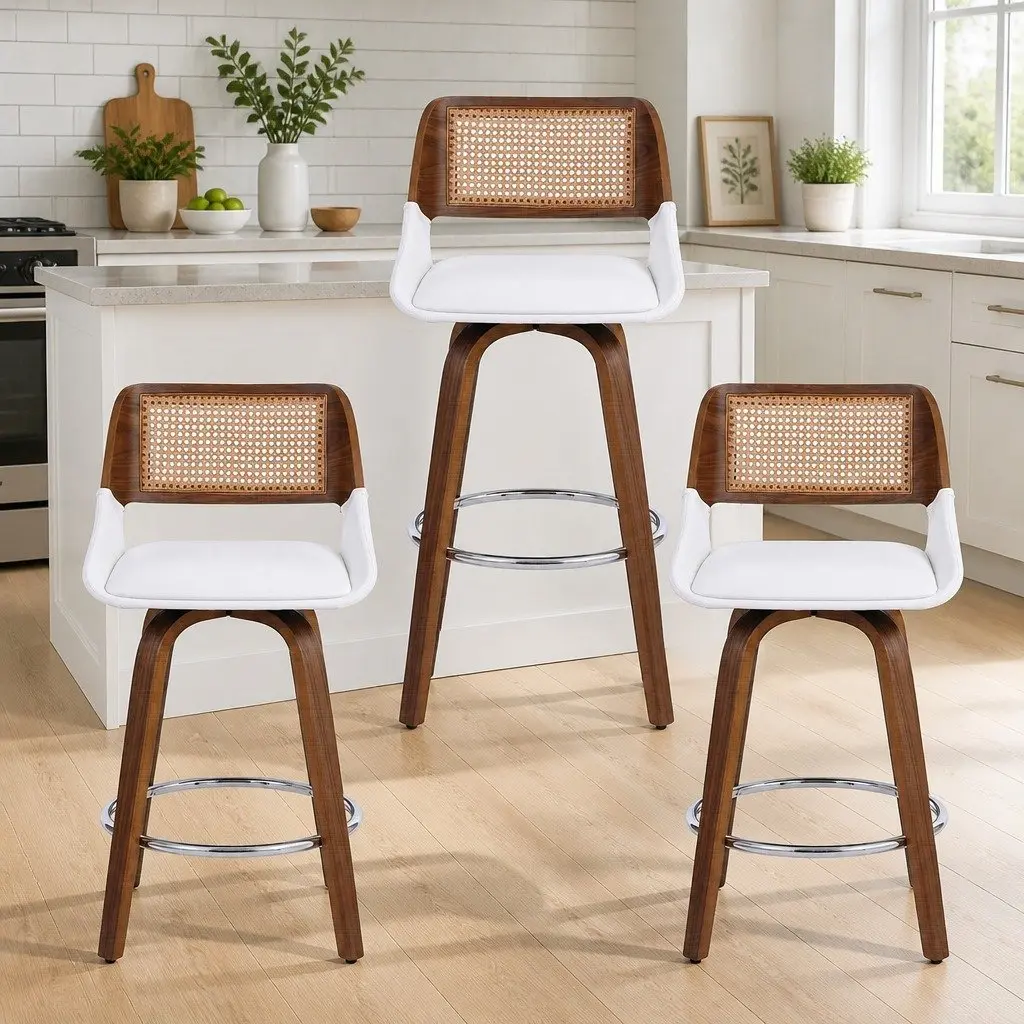 Set of 3 Swivel Bar Stools for Kitchen Counter