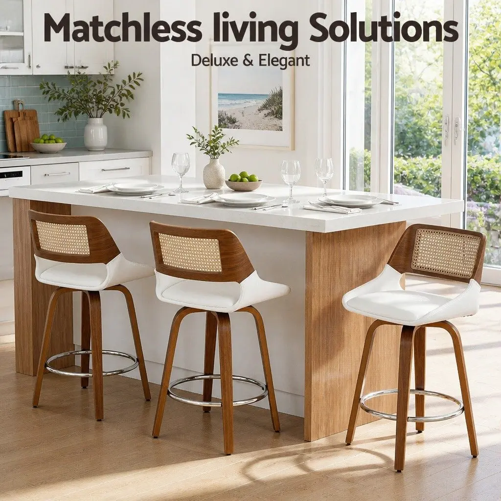 Set of 3 Swivel Bar Stools for Kitchen Counter