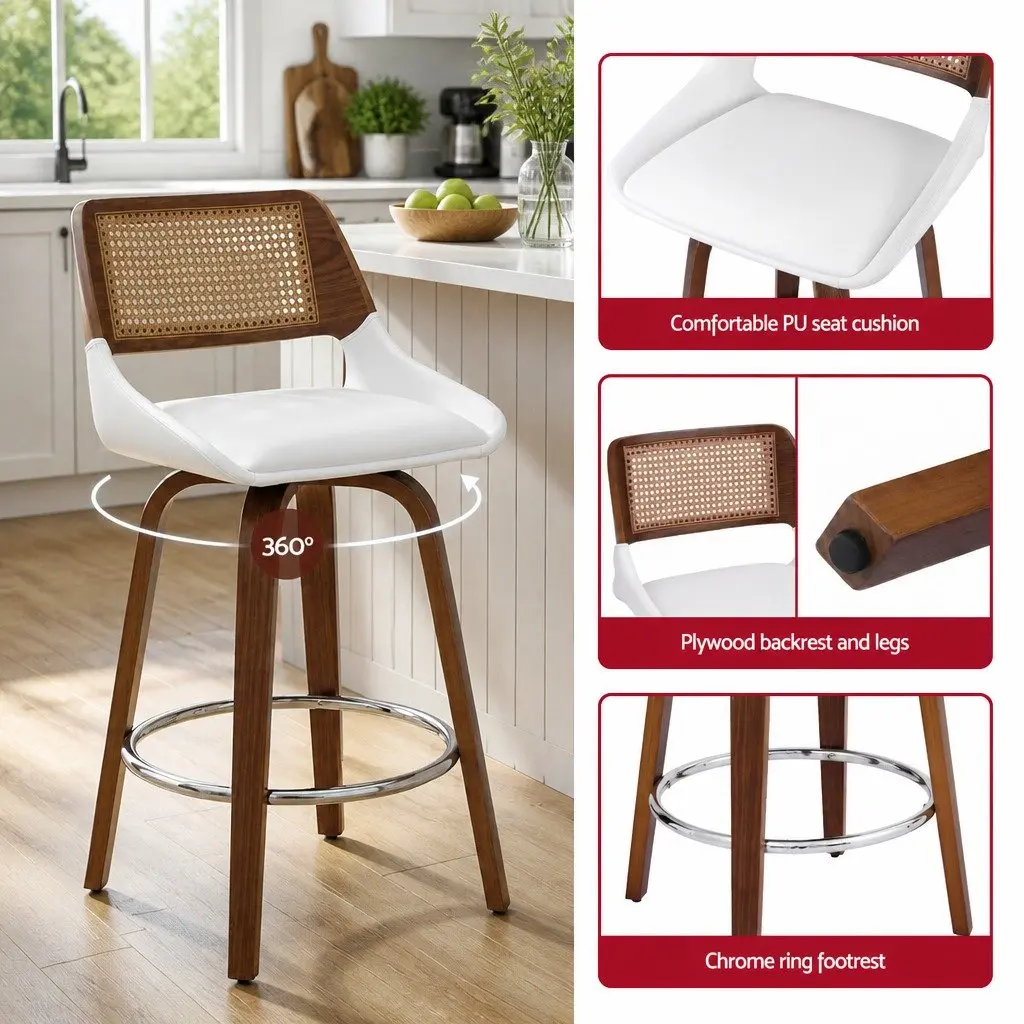 Set of 3 Swivel Bar Stools for Kitchen Counter