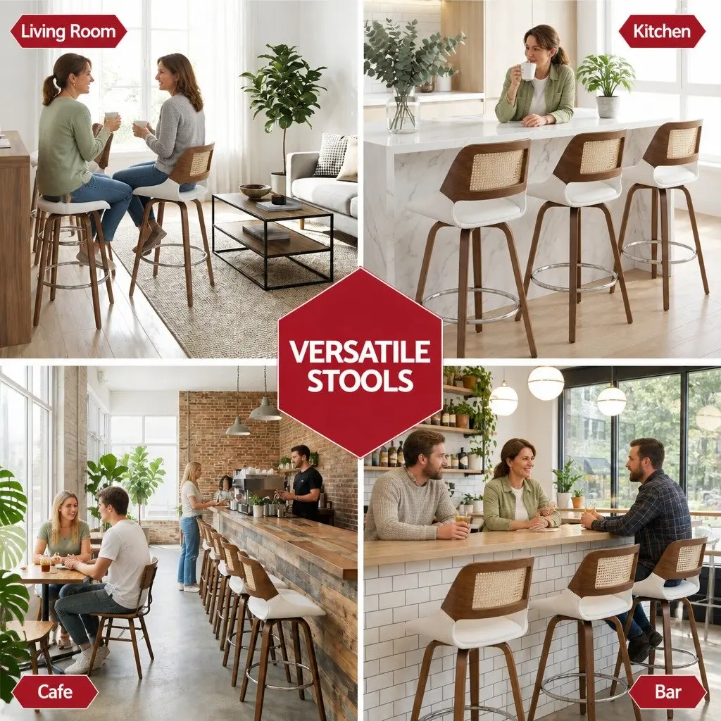 Set of 3 Swivel Bar Stools for Kitchen Counter