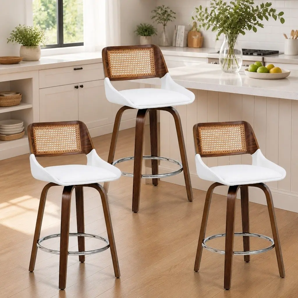 Set of 3 Swivel Bar Stools for Kitchen Counter