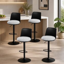 Set of 4 Black Curved Bar Stools with Swivel Function