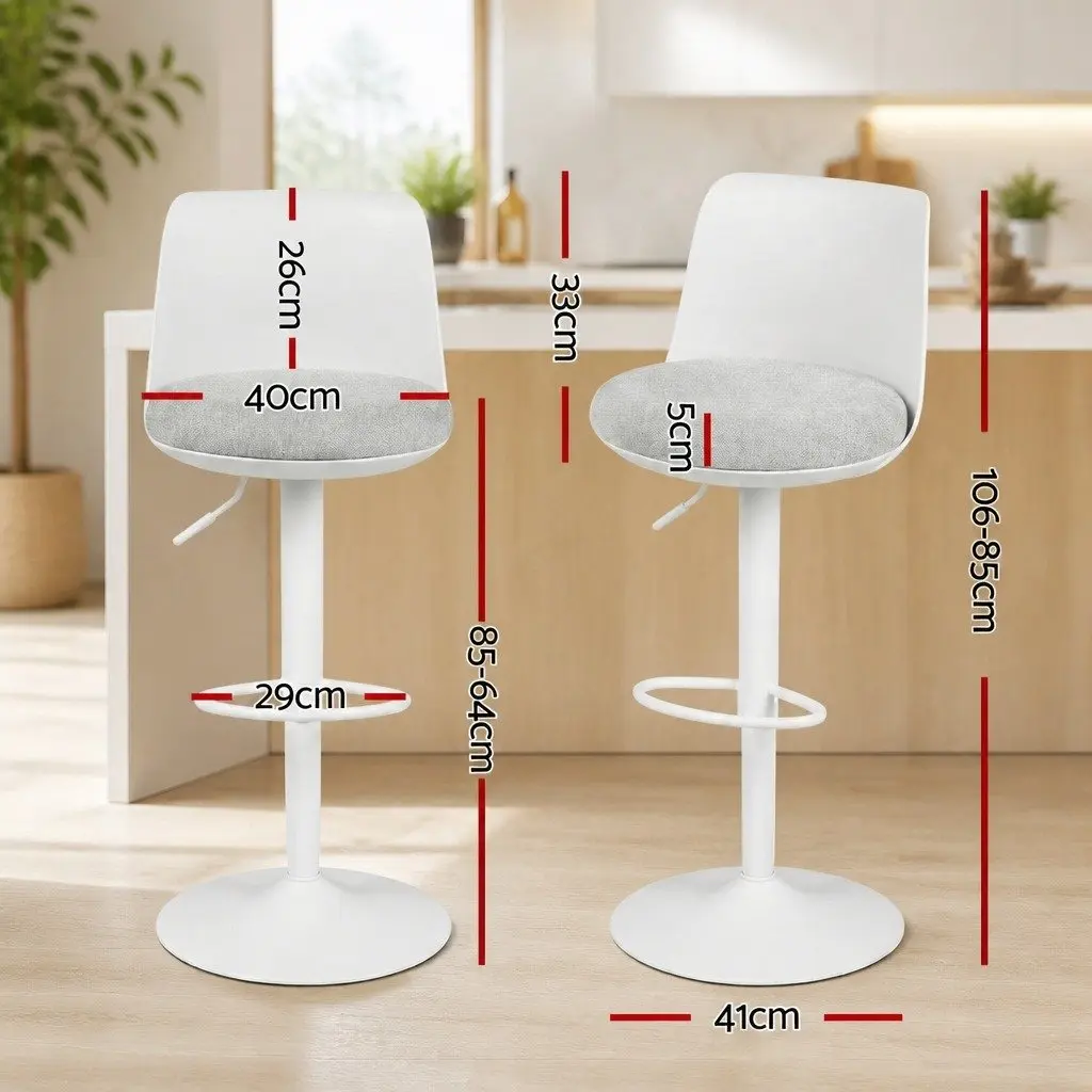 Set of 4 White Swivel Bar Stools with Gas Lift