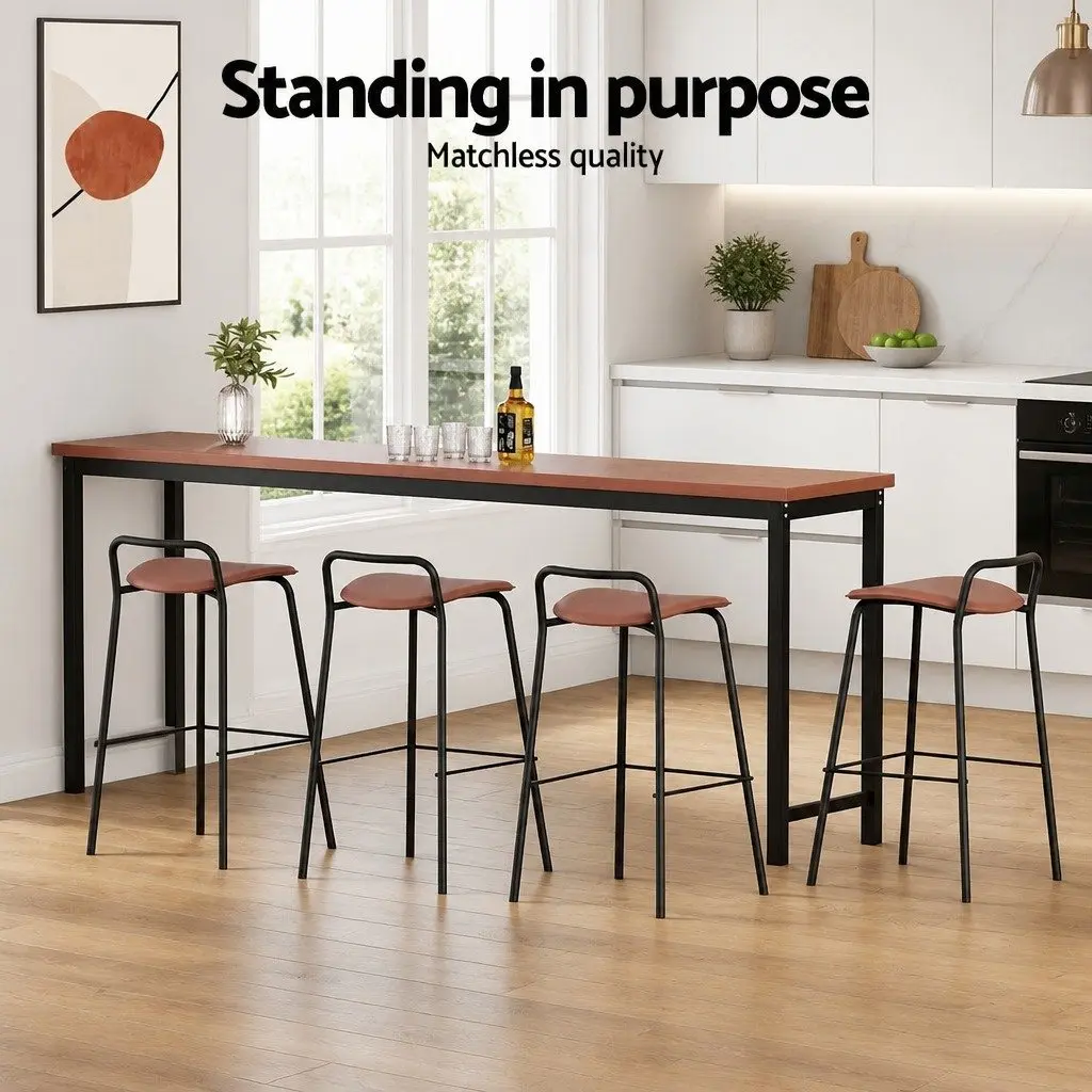 Bar Stools Brown Cushioned 75cm Height Powder-coated Metal Frame Set of 4