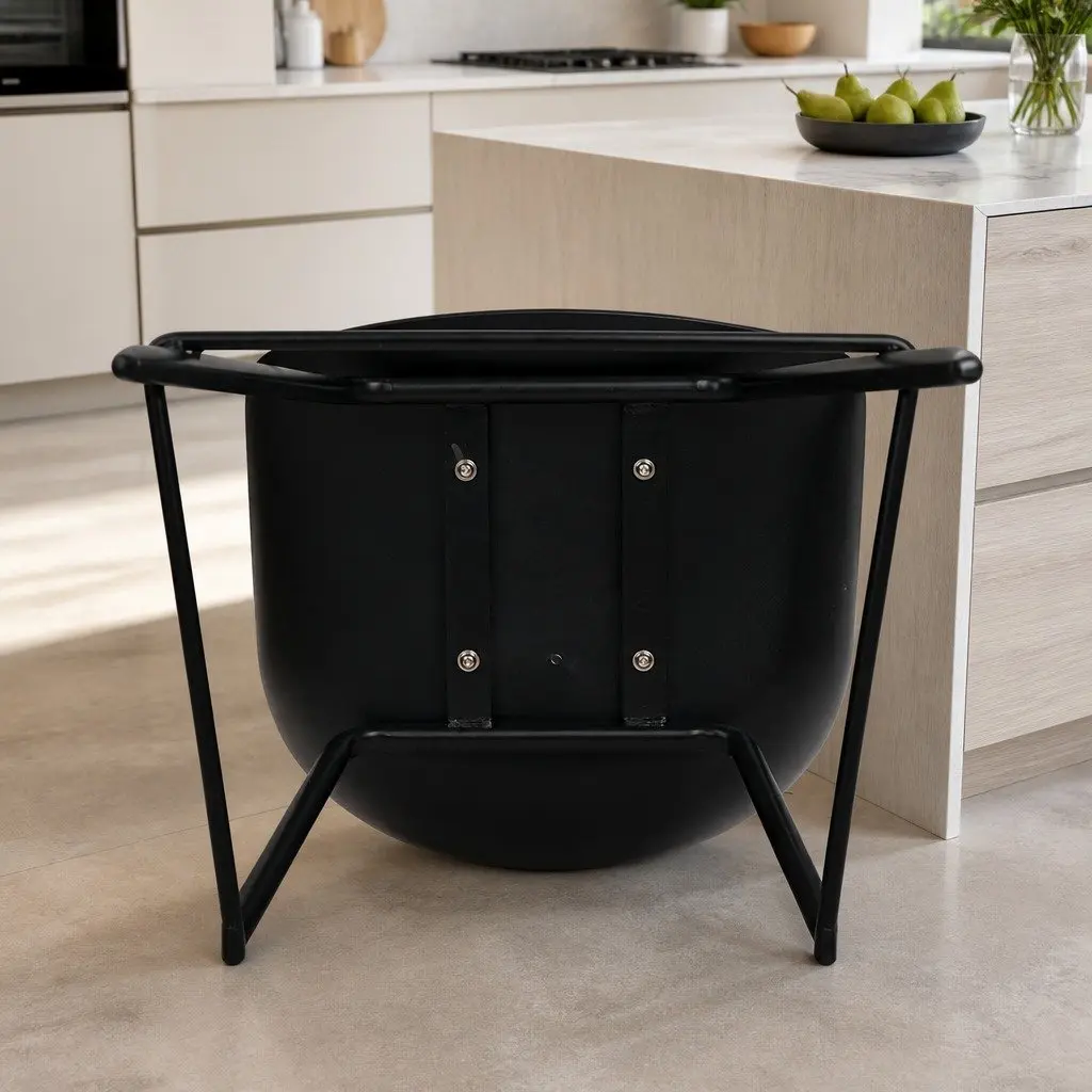 Bar Stools Set of 2 Minimalist Black Metal Frame PP Plastic Seat
