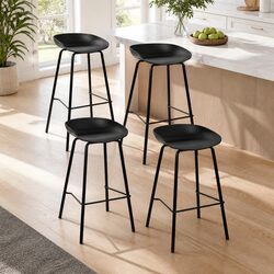 Set of 4 Kitchen Counter Height Bar Stools with Footrest
