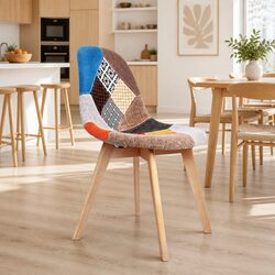 Set of 2 Retro Fabric Dining Chairs for Comfort