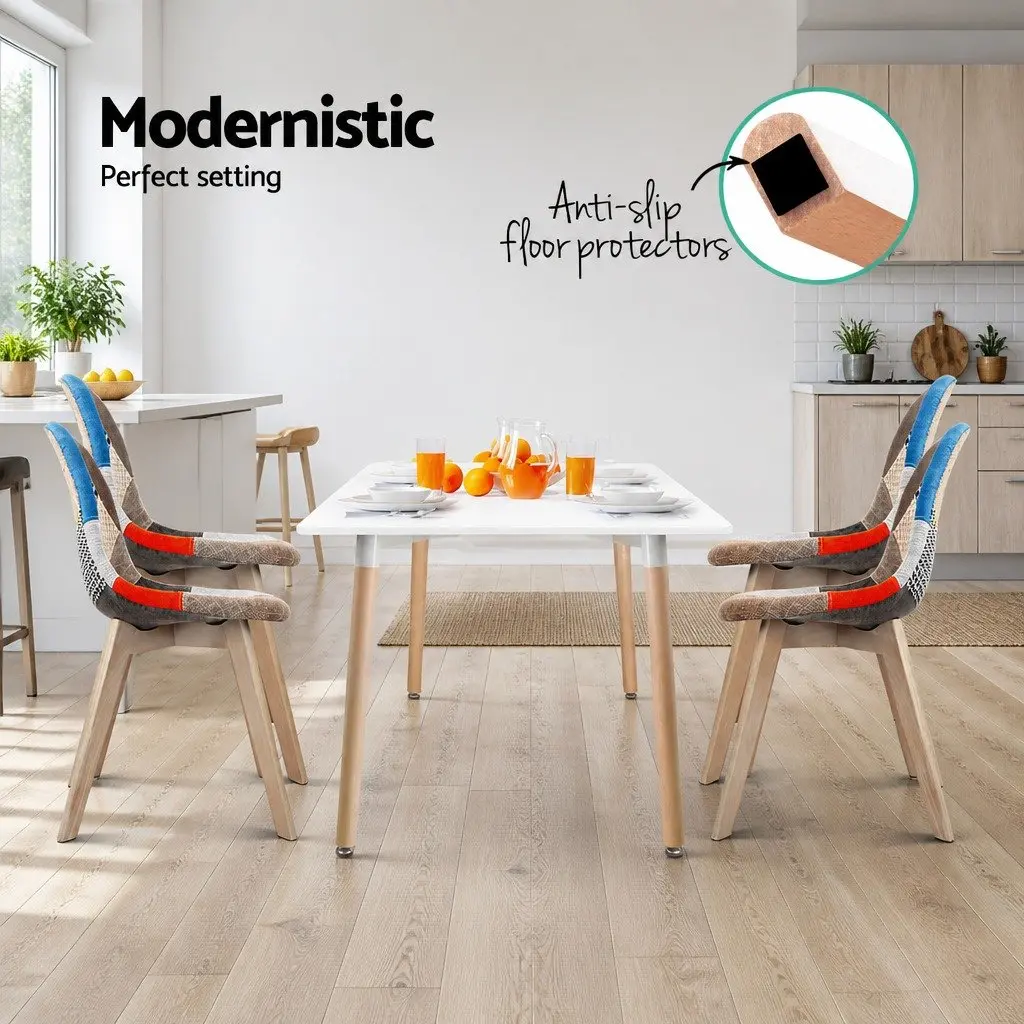 Set of 2 Retro Fabric Dining Chairs for Comfort