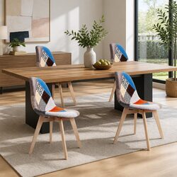 Set of 4 Retro Fabric Dining Chairs in Eiffel Style