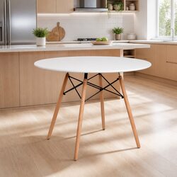 White Round Dining Table 100cm for 4 People