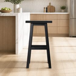 Comfortable Black Wooden Bar Stools for Kitchen