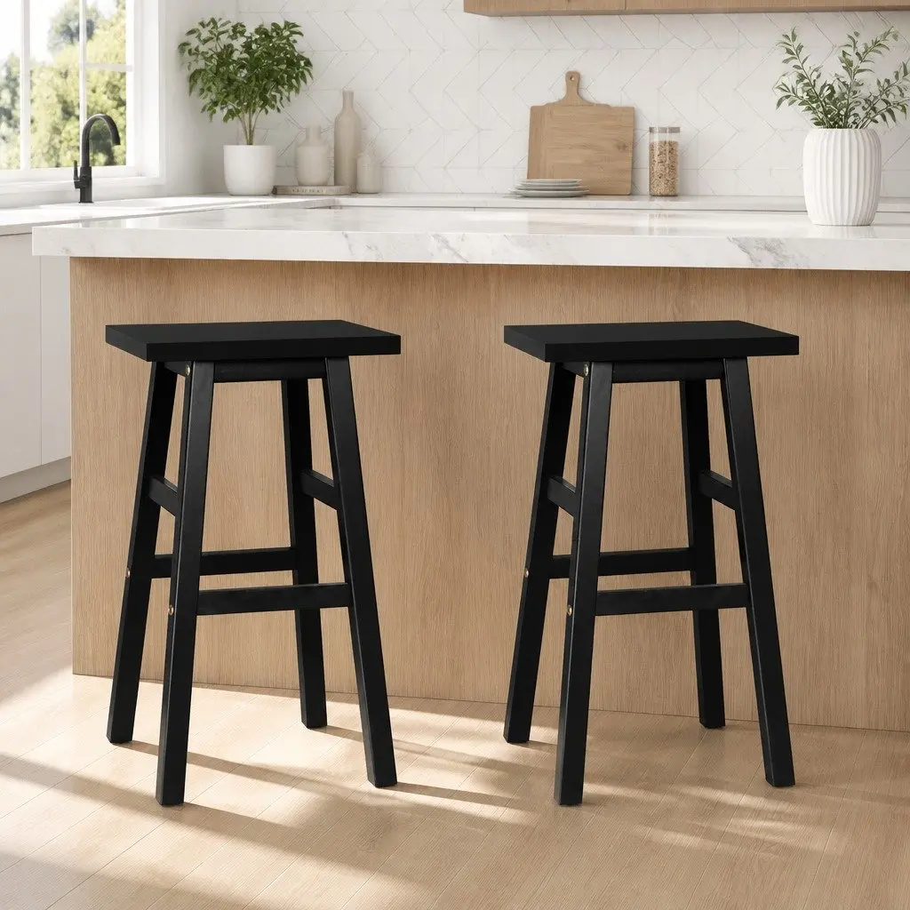 Black Wooden Bar Stools for Kitchen