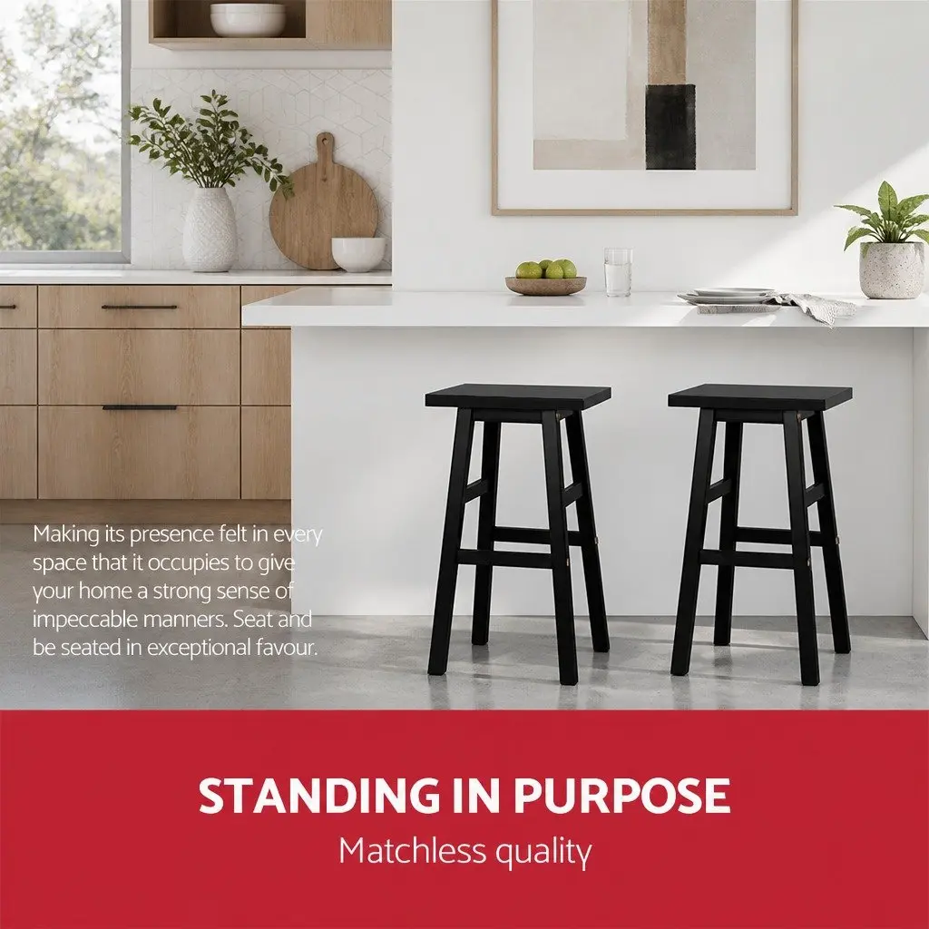 Black Wooden Bar Stools for Kitchen