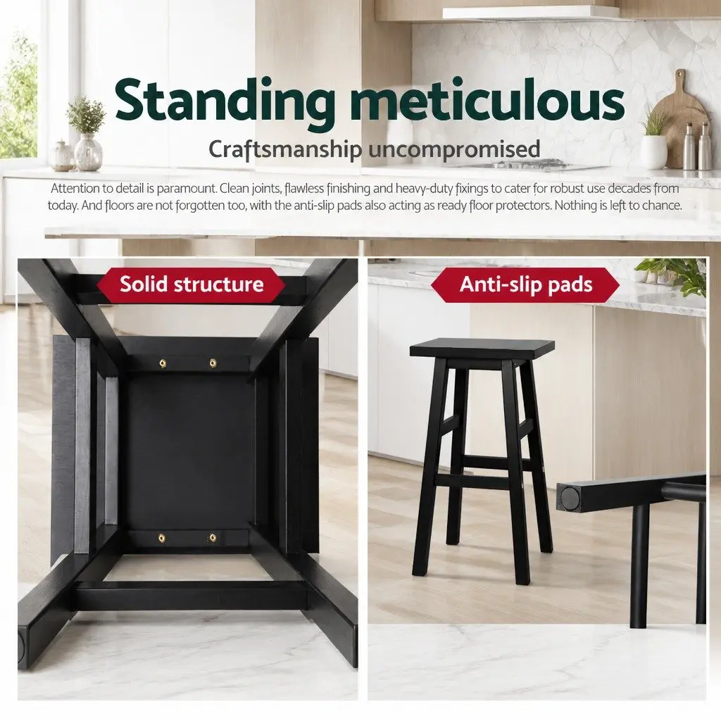 Black Wooden Bar Stools for Kitchen