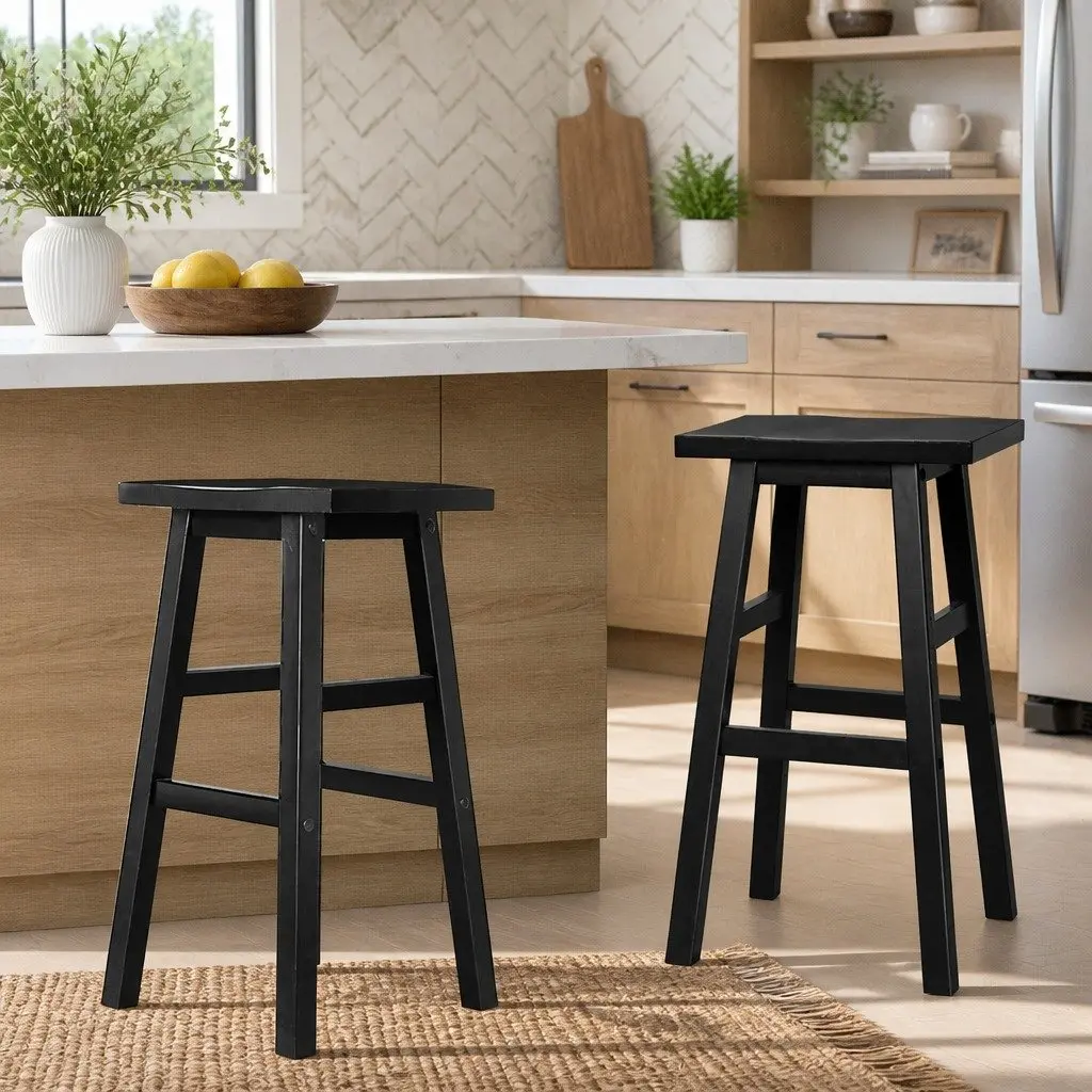 Black Wooden Bar Stools for Kitchen