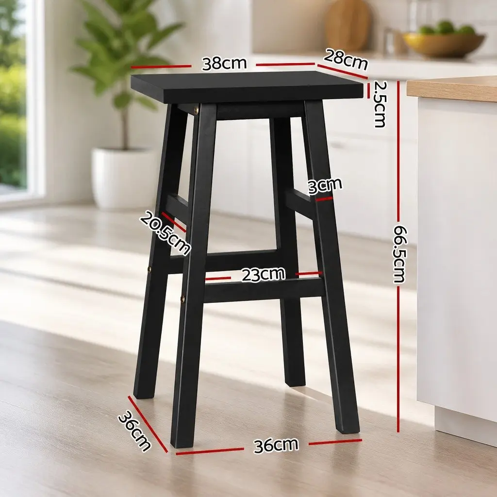 Bar Stools Wooden Saddle Seat Black 4 Piece Set