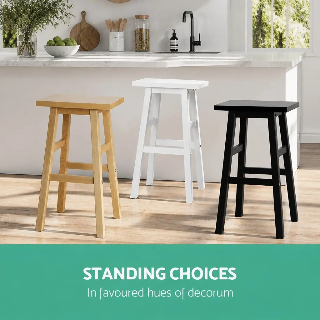 Bar Stools Wooden Saddle Seat Black 4 Piece Set
