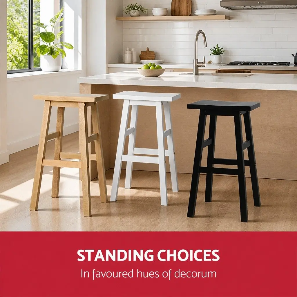 Bar Stools Natural Light Wood Tone Set of 2 Beech Wood