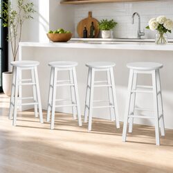White Wooden Bar Stools Set of 4 for Kitchen and Dining