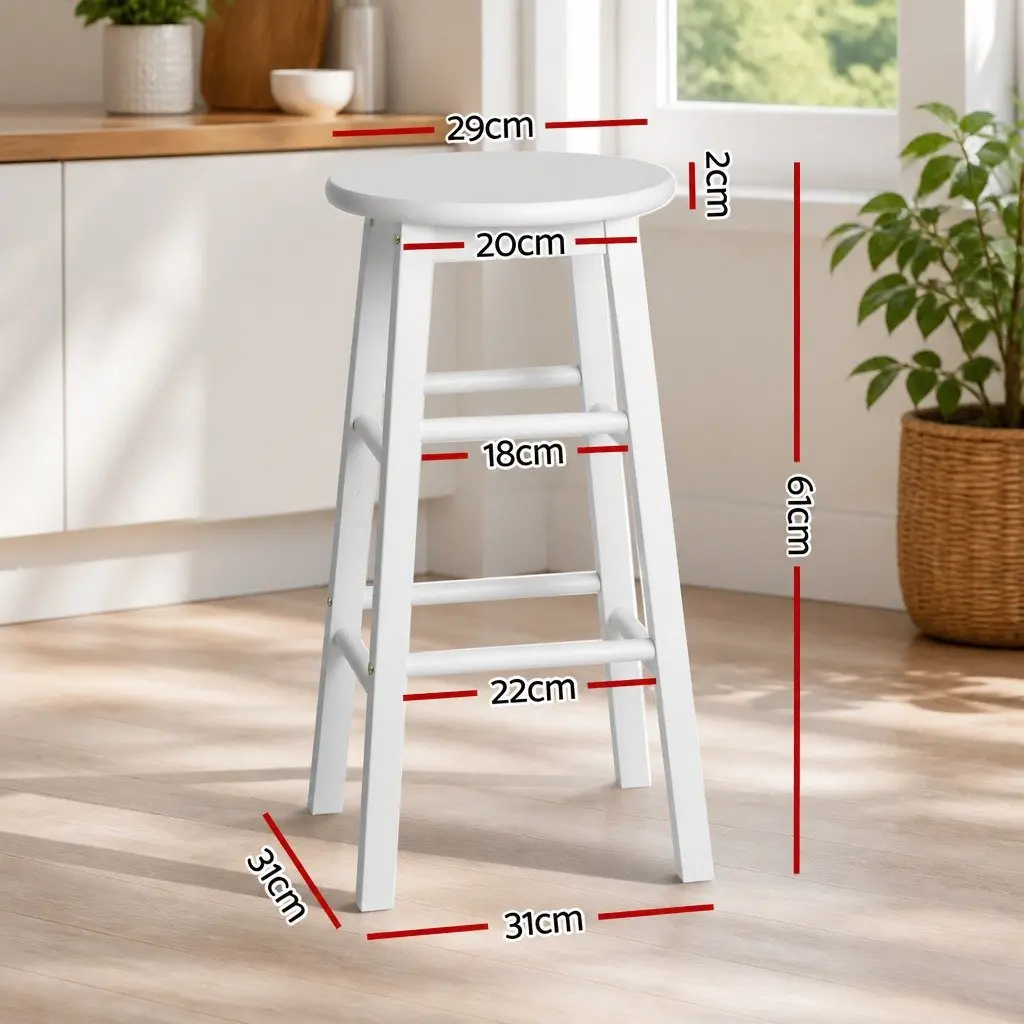 White Wooden Bar Stools Set of 4 for Kitchen and Dining