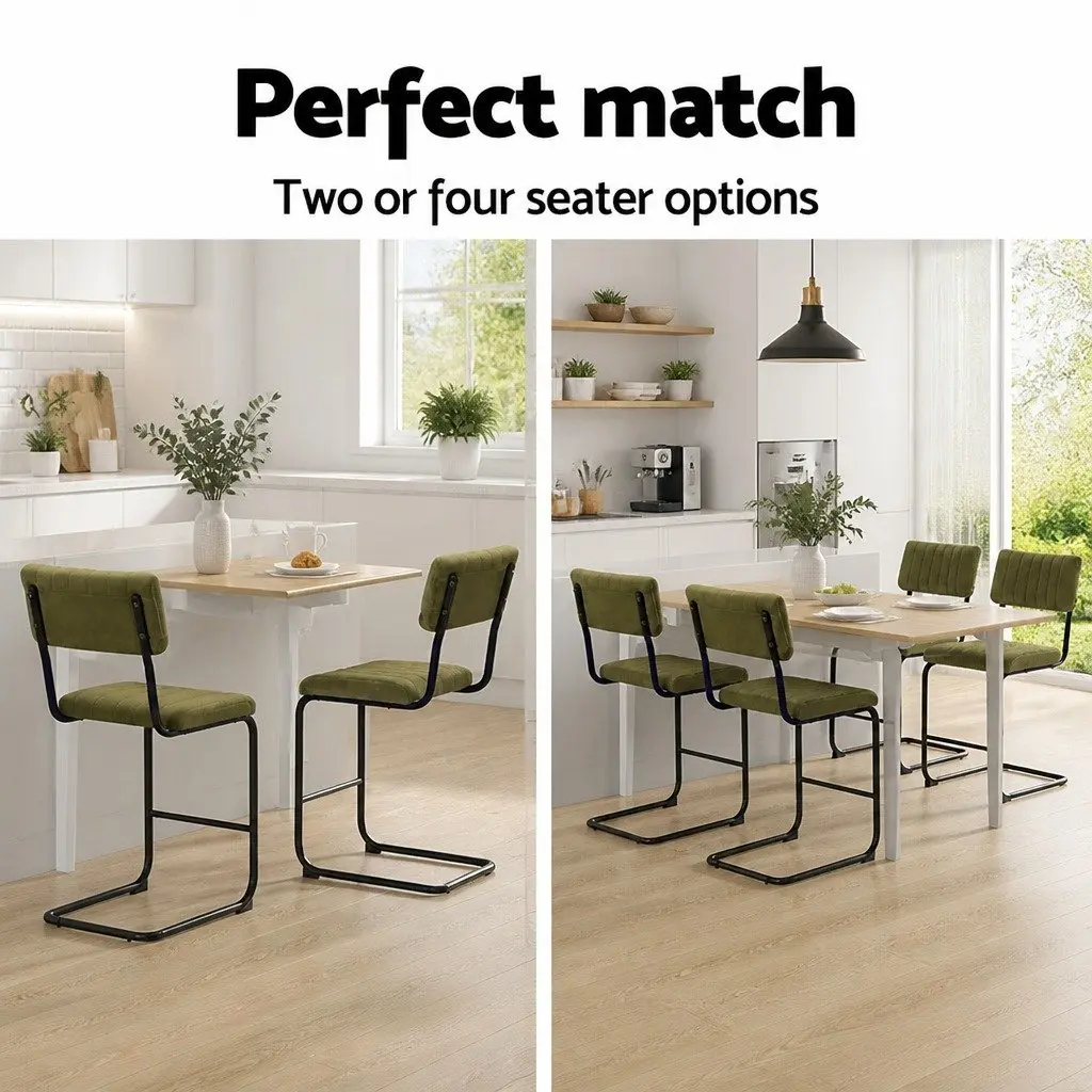 Bar Stools Velvet Green Cushioned Seat Back Support Metal Footrest 2 Piece