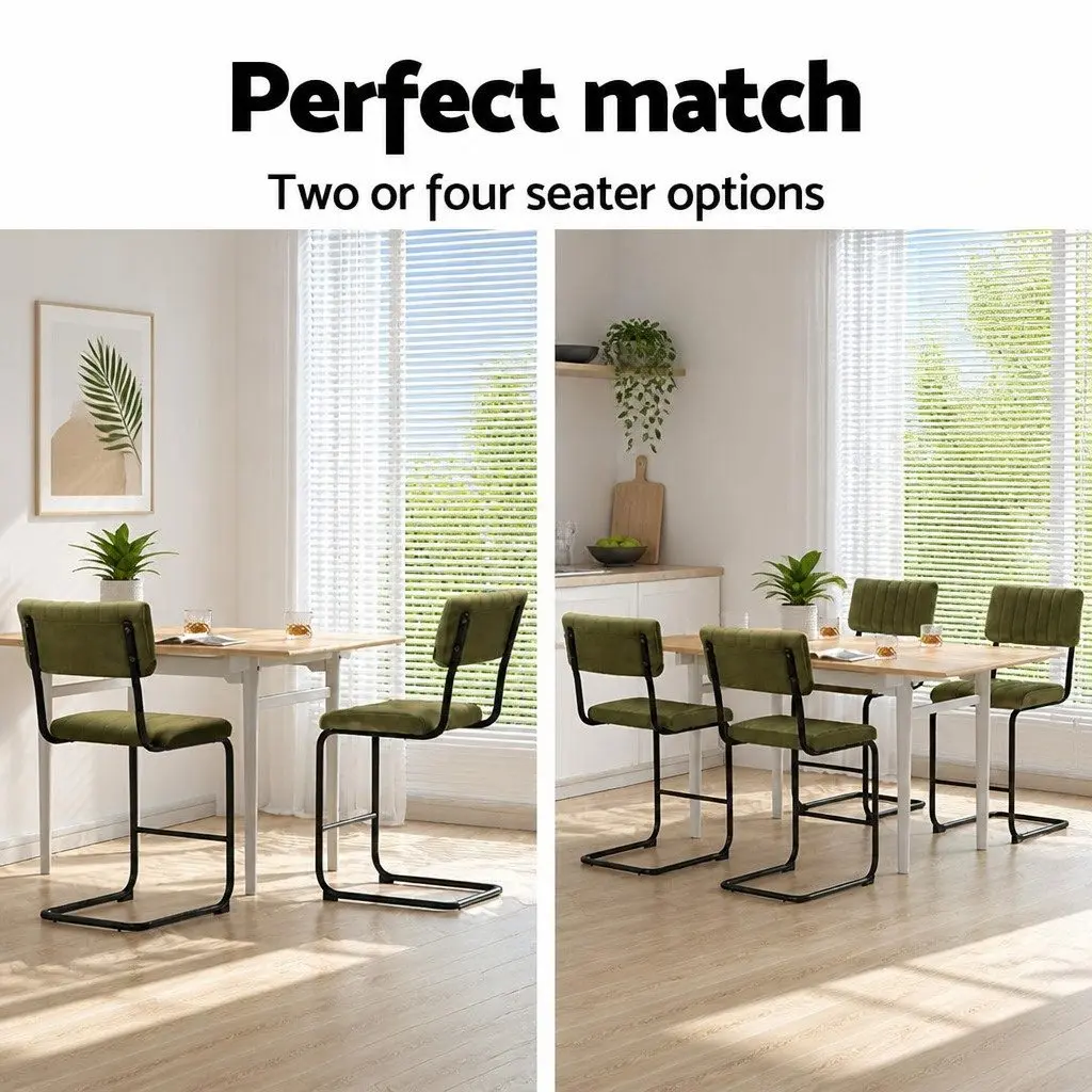Set of 4 Green Velvet Bar Stools with Cushioned Support