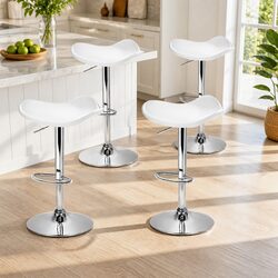 Comfortable White PU Leather Bar Stools Set of 4